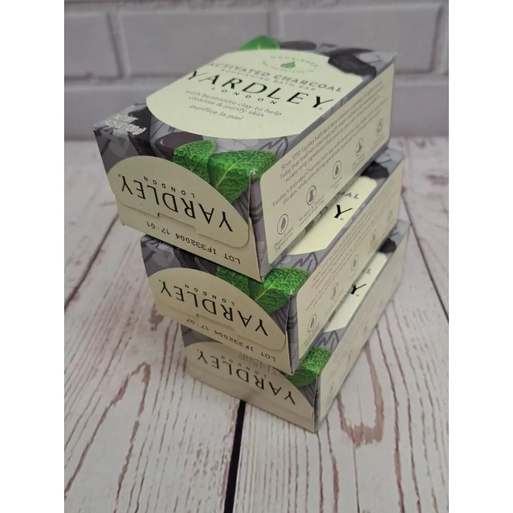 (3)‎ Yardley Activated Charcoal Bar Soap Lardley London Nourishing Bars 4.25 oz